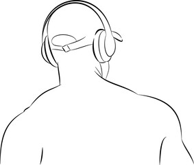 man listening to music with headphones