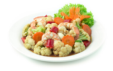 Stir Fried Cauliflower with Shrimp in Oyster Sauce