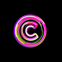 Symbol copyright from multi-colored circles and stripes. UFO Green, Purple, Pink