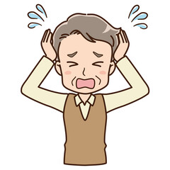 Illustration of a panicking grandfather