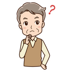 Illustration of a grandfather thinking