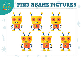 Obraz na płótnie Canvas Find two same pictures kids game vector illustration.