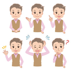 Illustration of various poses Grandfather