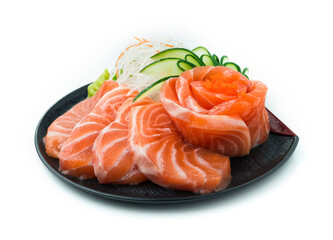 Salmon Sashimi served Wasabi Japanese food style