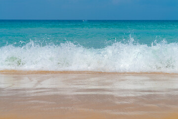 White sand beach sea  wave sunny day