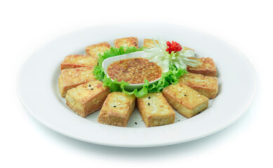 Tofu Deep Fried Topped sesame Served Sweet Peanut
