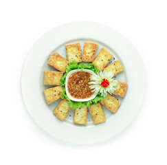Tofu Deep Fried Topped sesame Served Sweet Peanut