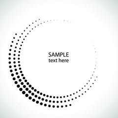 Halftone dots in circle form. round logo . vector dotted frame . design element