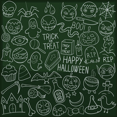 Halloween Party Doodle Icon Chalkboard Sketch