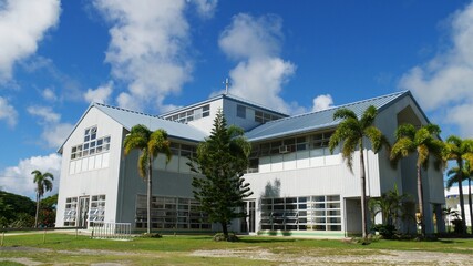 Close up of the San Jose catholic church on the island of Tinian, Northern Mariana Islands