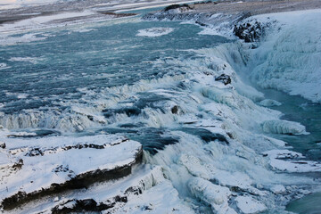 The Waterfall Gullfoss, Iceland in Wintertime, Europe