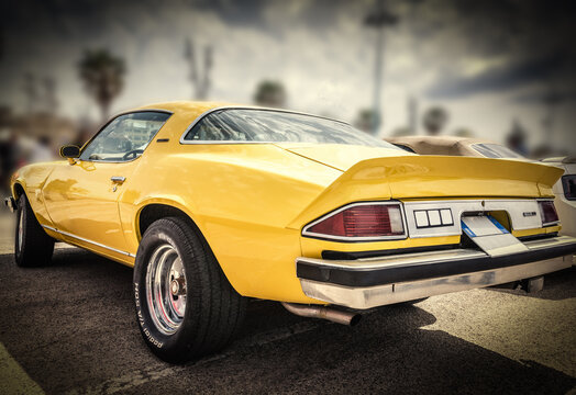 Yellow Classic Chevrolet Camaro At American Motor Festival 2018