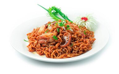 Korean Spicy Noodles stir fried with Squids