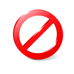 Forbidden sign 3D empty template - crosser out red prohibition caution circle in extruded glossy decoration - isolated vector element