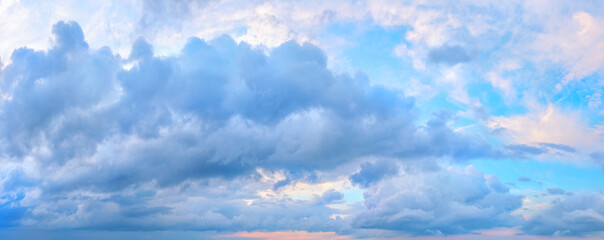 Panorama of blue cloudy sky - 356683183