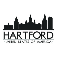 Fototapeta premium Hartford Skyline Silhouette Design City Vector Art Famous Buildings