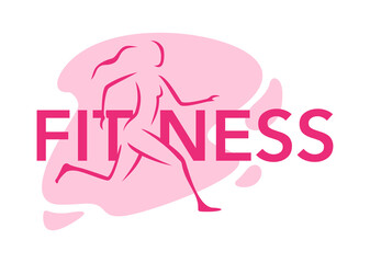 Fitness concept - drawn running woman silhouette - healthy lifestyle weight loss illustration with headline text - isolated vector motivation