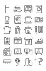 Home appliances icon set, vector, editable stoke