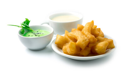 Chinese Donut,Youtiao (Chinese Cruller) Served Soy milk