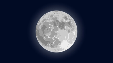Moon. The silhouette against the night sky. Vector illustration.