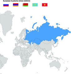 Map of Eurasian Customs Union - EACU