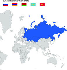 Map of Eurasian Economic Union - EAEU