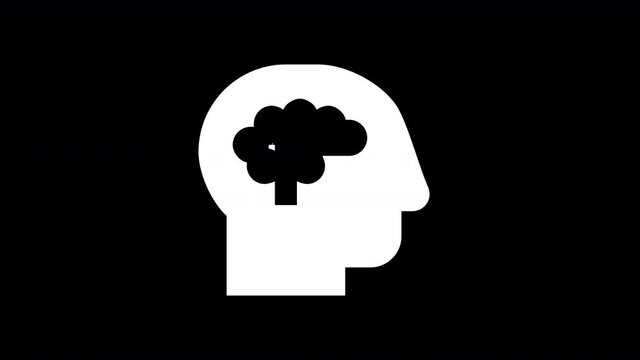 From the Glitch effect arises head side brain symbol. Then the TV turns off. Alpha channel Premultiplied - Matted with color black - Powered by Adobe