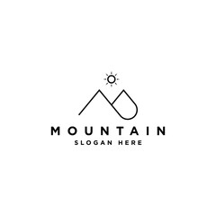 Simple Monoline Mountain Logo Design Template