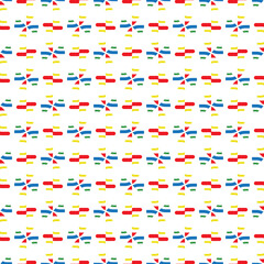 Vector seamless pattern texture background with geometric shapes, colored in yellow, red, blue, green, white colors.