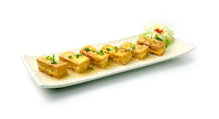 Deep Fried Tofu with Sweet Sauce Sprinkle White sesame