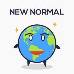 Earth New Normal Concept. Flat Cartoon Style Vector Illustration