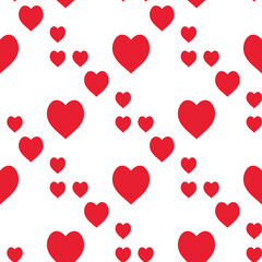 Fototapeta na wymiar Seamless pattern in bright red hearts for fabric, textile, clothes, tablecloth and other things. Vector image.