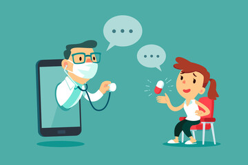 female patient consult with doctor on smart phone screen