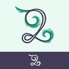 Number two logo in floral vintage style.