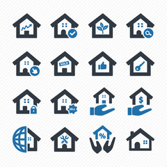 Real estate icons set. Purchase and sale of housing icons.