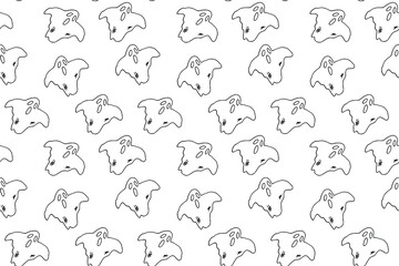 Seamless pattern of ghosts in doodle style. Horror creatures. Halloween party symbols. Can be used for scrapbook digital paper, textile print, wallpaper. Vector hand drawn illustration.