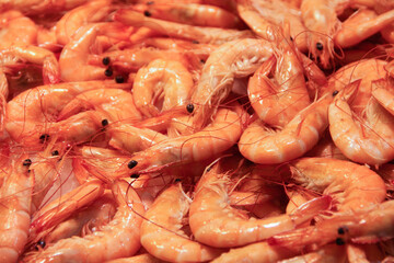 Shrimp at fish market background