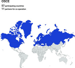 Fototapeta na wymiar Map of world with OSCE countries