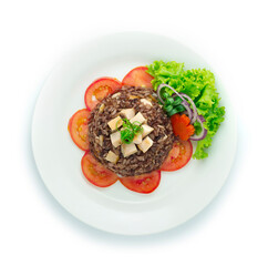 Bake Riceberry with Smoke Chicken Ham