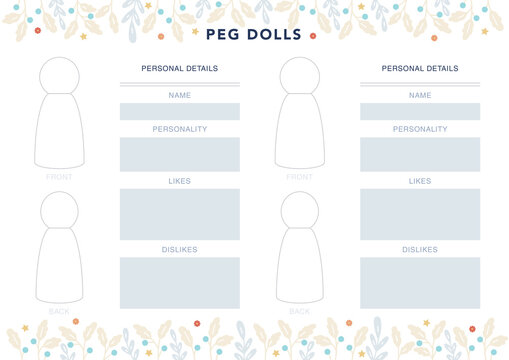 Peg doll colouring book activity page