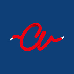 Letter A sport logo formed by shoe lace.