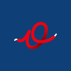 O letter sport logo formed by shoe lace.