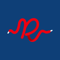 R letter sport logo formed by shoe lace.