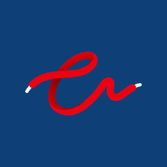 C letter sport logo formed by shoe lace.