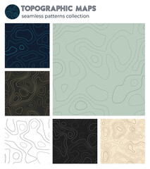 Topographic maps. Amazing isoline patterns, seamless design. Authentic tileable background. Vector illustration.