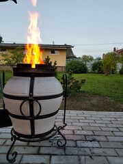 the stove is burning on the street