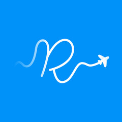 R letter logo with plane and airline.