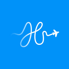 H letter logo with plane and airline.