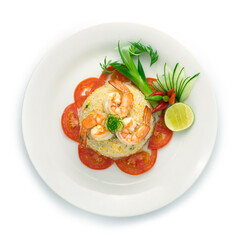 Fried Rice with Shrimps  decorate carved Cucumber