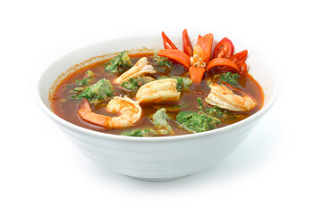 Sour Curry with Fried Acacia Egg (Omelette) and Shrimps